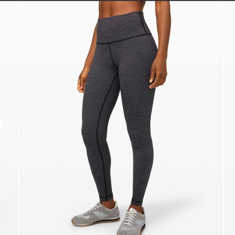 Lululemon Size 4 Wunder Under High-Rise Leggings 28" Variegated Knit Dark Slate